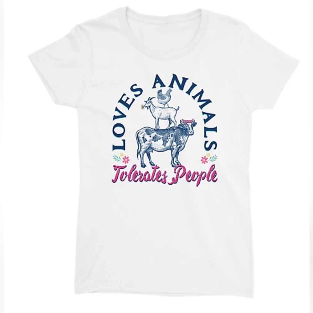 TSC White Graphic Tee - Loves Animals Tolerates People